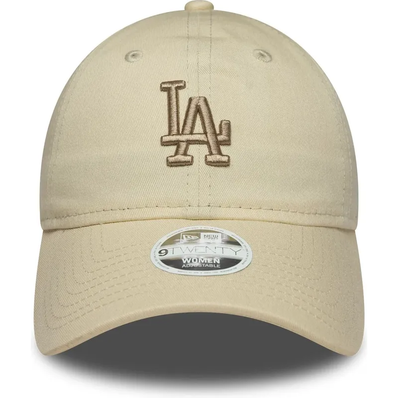 bone-curvo-bege-ajustavel-com-logo-bege-para-mulheres-9twenty-league-essential-midi-da-los-angeles-dodgers-mlb-da-new-era
