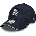 bone-curvo-azul-marinho-ajustavel-para-mulheres-9twenty-denim-stitch-da-los-angeles-dodgers-mlb-da-new-era