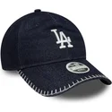 bone-curvo-azul-marinho-ajustavel-para-mulheres-9twenty-denim-stitch-da-los-angeles-dodgers-mlb-da-new-era