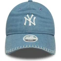 bone-curvo-azul-ajustavel-para-mulheres-9twenty-denim-stitch-da-new-york-yankees-mlb-da-new-era
