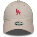 bone-curvo-rosa-ajustavel-para-mulheres-9twenty-washed-mini-da-los-angeles-dodgers-mlb-da-new-era