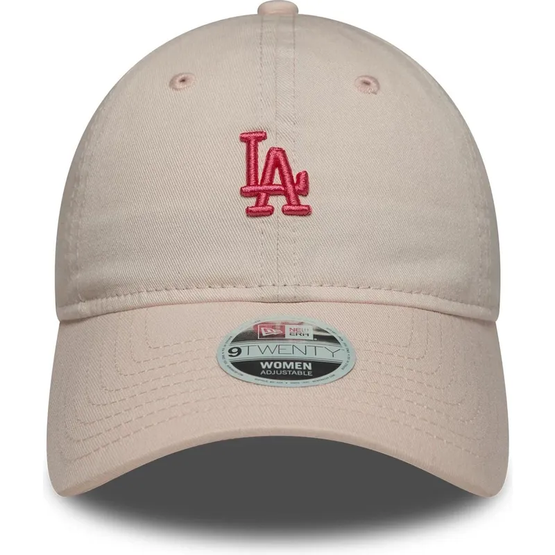 bone-curvo-rosa-ajustavel-para-mulheres-9twenty-washed-mini-da-los-angeles-dodgers-mlb-da-new-era