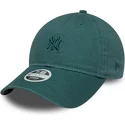 bone-curvo-verde-ajustavel-para-mulheres-9twenty-washed-mini-da-new-york-yankees-mlb-da-new-era