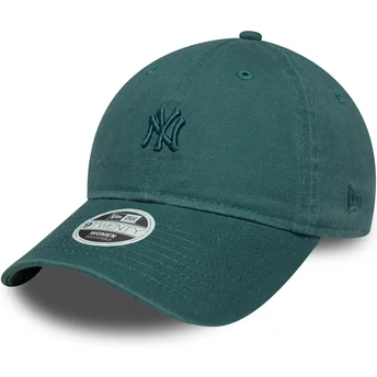 Boné curvo verde ajustável para mulheres 9TWENTY Washed Mini da New York Yankees MLB da New Era