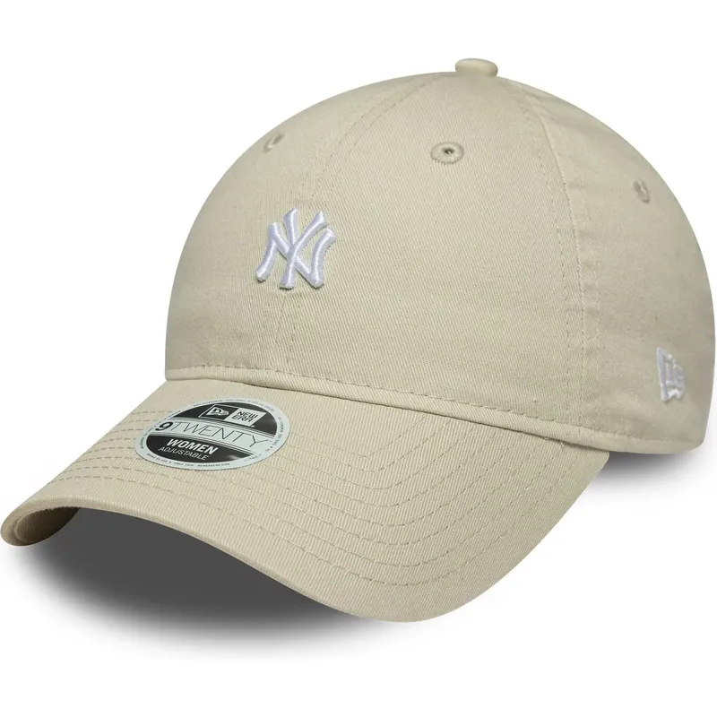 bone-curvo-bege-ajustavel-para-mulheres-9twenty-washed-mini-da-new-york-yankees-mlb-da-new-era