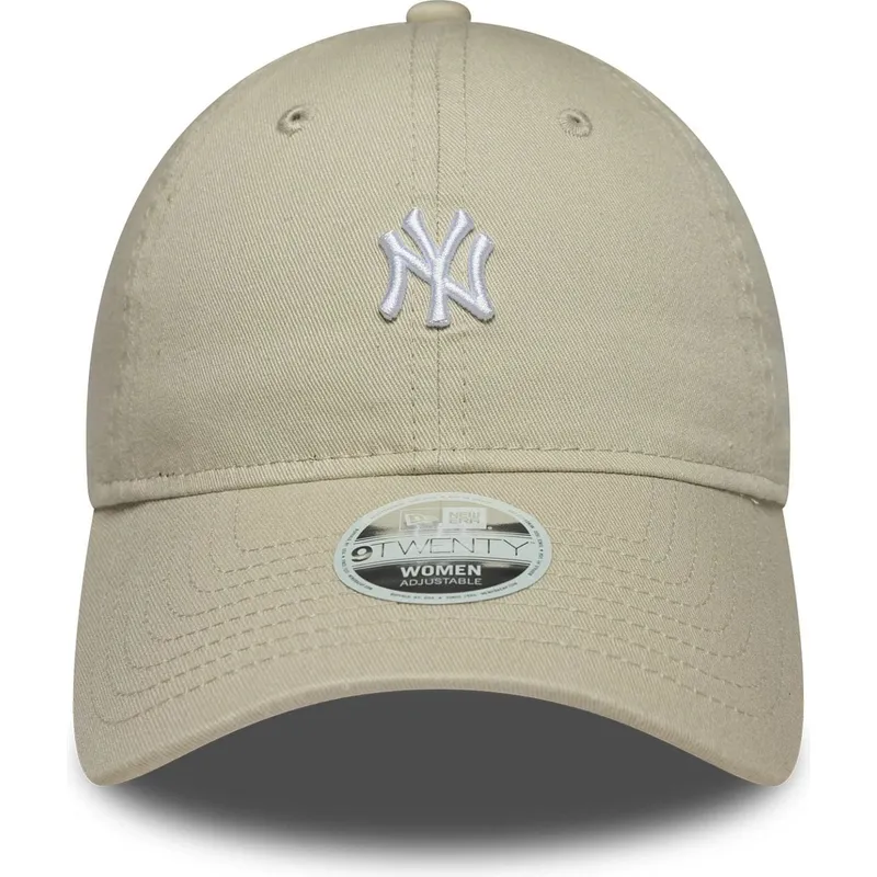 bone-curvo-bege-ajustavel-para-mulheres-9twenty-washed-mini-da-new-york-yankees-mlb-da-new-era