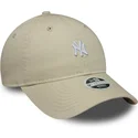 bone-curvo-bege-ajustavel-para-mulheres-9twenty-washed-mini-da-new-york-yankees-mlb-da-new-era