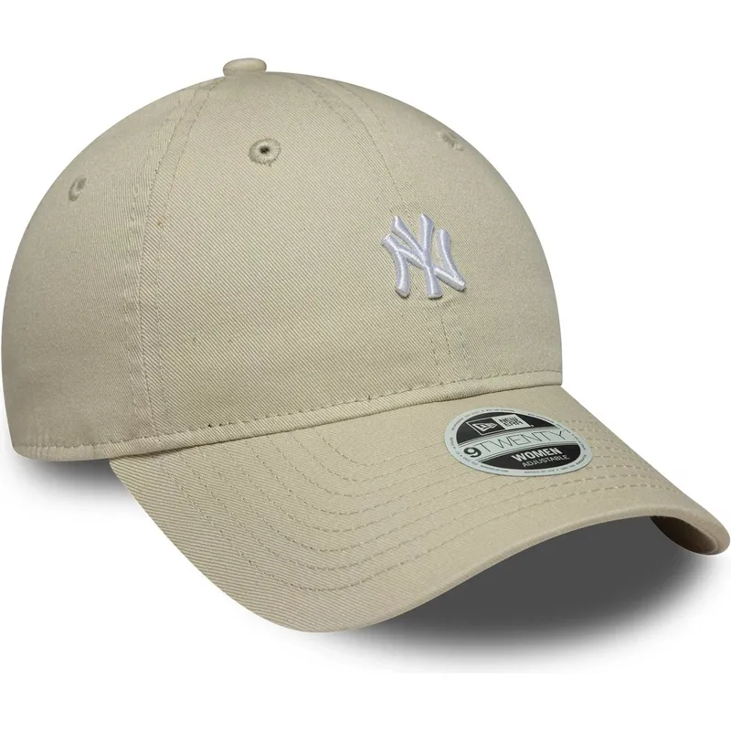 bone-curvo-bege-ajustavel-para-mulheres-9twenty-washed-mini-da-new-york-yankees-mlb-da-new-era