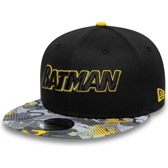 Boné plano preto snapback para criança 9FIFTY da Batman DC Comics da New Era