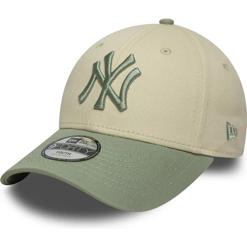 bone-curvo-bege-e-verde-ajustavel-para-crianca-9forty-league-essential-da-new-york-yankees-mlb-da-new-era