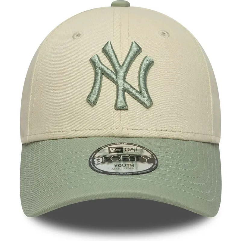 bone-curvo-bege-e-verde-ajustavel-para-crianca-9forty-league-essential-da-new-york-yankees-mlb-da-new-era