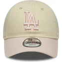 bone-curvo-bege-e-rosa-ajustavel-para-crianca-pequeno-9forty-league-essential-da-los-angeles-dodgers-mlb-da-new-era