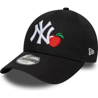 Boné curvo preto ajustável para criança 9FORTY Fruit Icon da New York Yankees MLB da New Era