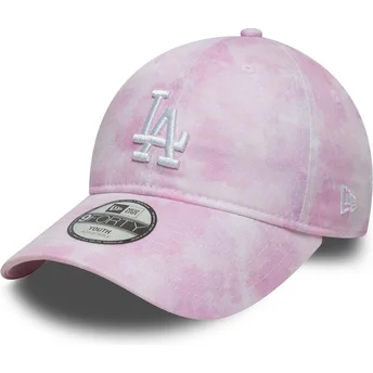 Boné curvo rosa ajustável para criança 9TWENTY Tie Dye da Los Angeles Dodgers MLB da New Era
