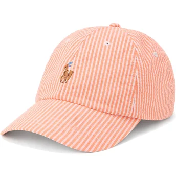 Boné curvo laranja ajustável Stretch Seersucker da Polo Ralph Lauren