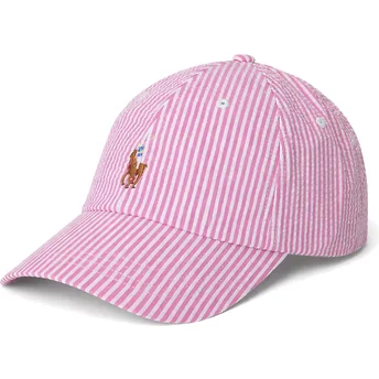 Boné curvo rosa ajustável Stretch Seersucker da Polo Ralph Lauren