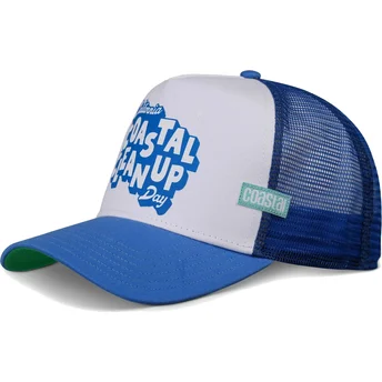 Boné trucker azul e branco Clean Up Day HFT da Coastal