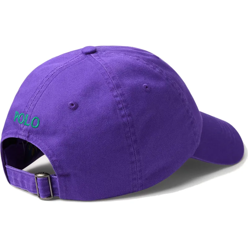 bone-curvo-violeta-ajustavel-com-logo-verde-cotton-chino-classic-sport-da-polo-ralph-lauren