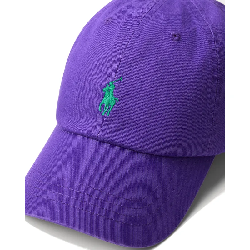 bone-curvo-violeta-ajustavel-com-logo-verde-cotton-chino-classic-sport-da-polo-ralph-lauren