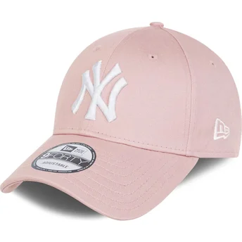 bone-curvo-rosa-claro-ajustavel-com-logo-branco-9forty-league-essential-da-new-york-yankees-mlb-da-new-era