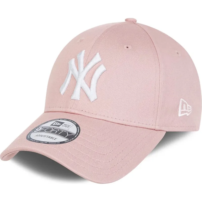 bone-curvo-rosa-claro-ajustavel-com-logo-branco-9forty-league-essential-da-new-york-yankees-mlb-da-new-era