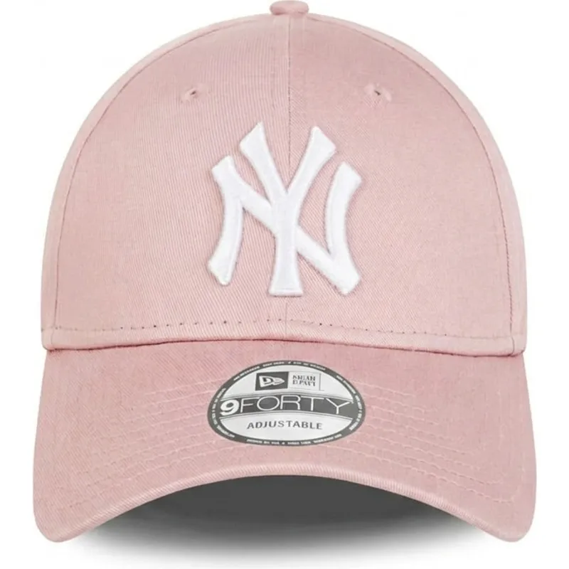 bone-curvo-rosa-claro-ajustavel-com-logo-branco-9forty-league-essential-da-new-york-yankees-mlb-da-new-era