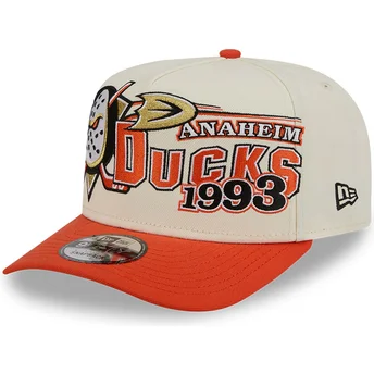 Boné curvo bege e laranja snapback 9FIFTY A Frame Classic da Anaheim Ducks NHL da New Era