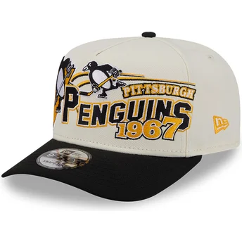 Boné curvo bege snapback 9FIFTY A Frame Classic da Pittsburgh Penguins NHL da New Era