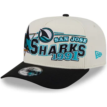 Boné curvo bege e preto snapback 9FIFTY A Frame Classic da San Jose Sharks NHL da New Era