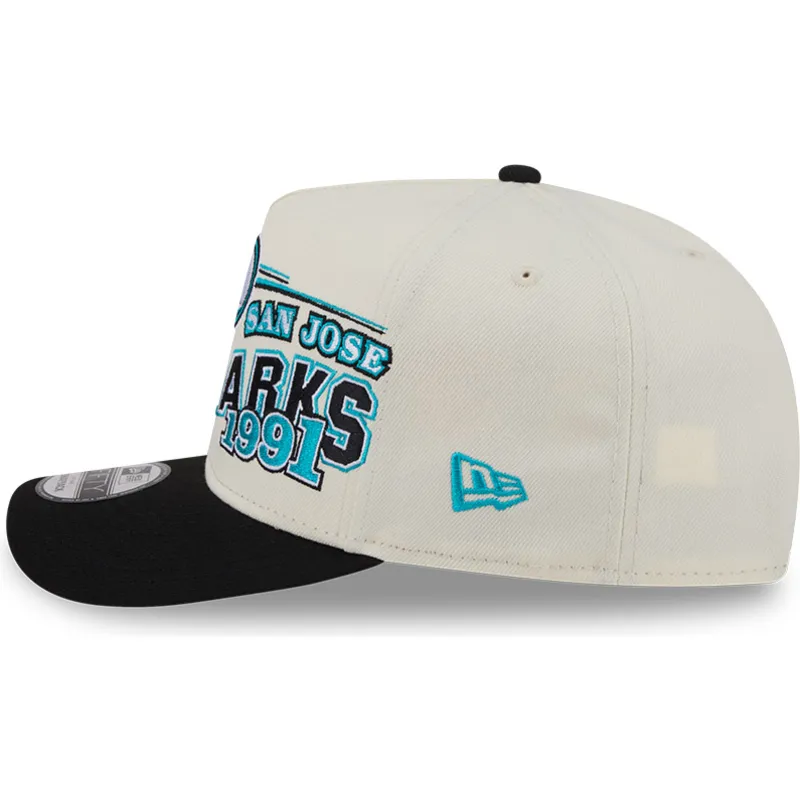 bone-curvo-bege-e-preto-snapback-9fifty-a-frame-classic-da-san-jose-sharks-nhl-da-new-era