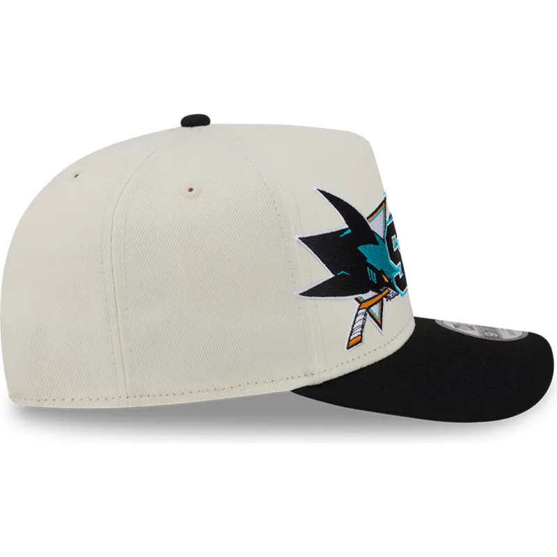 bone-curvo-bege-e-preto-snapback-9fifty-a-frame-classic-da-san-jose-sharks-nhl-da-new-era
