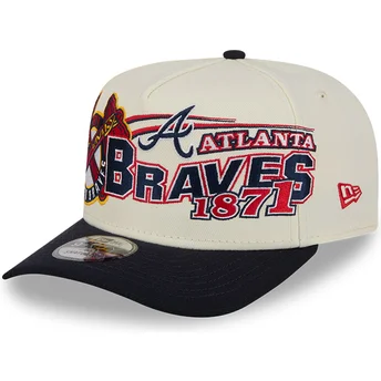 Boné curvo bege e preto snapback 9FIFTY A Frame Classic da Atlanta Braves MLB da New Era