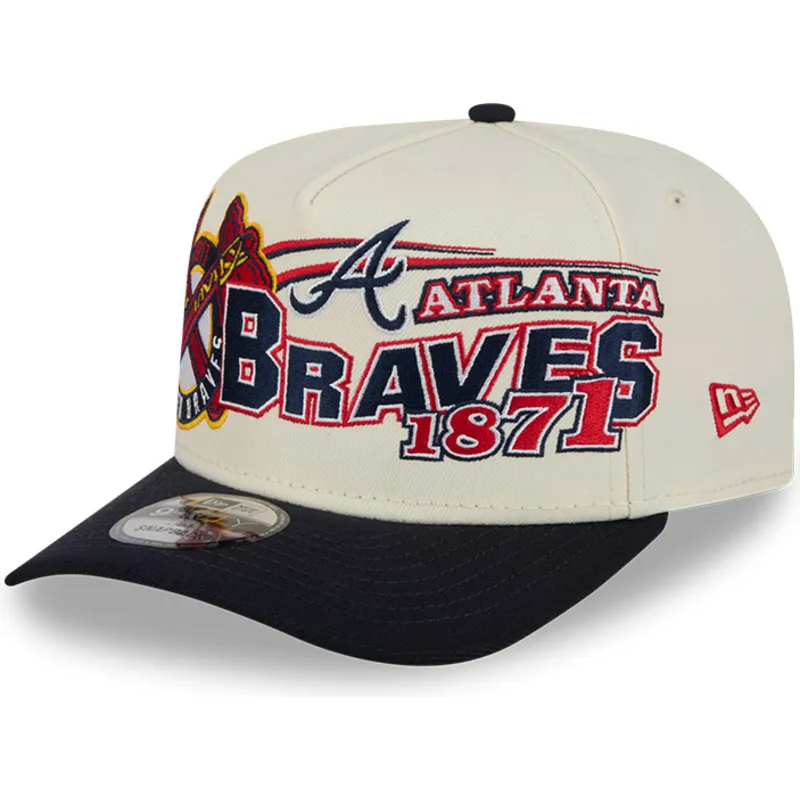 bone-curvo-bege-e-preto-snapback-9fifty-a-frame-classic-da-atlanta-braves-mlb-da-new-era