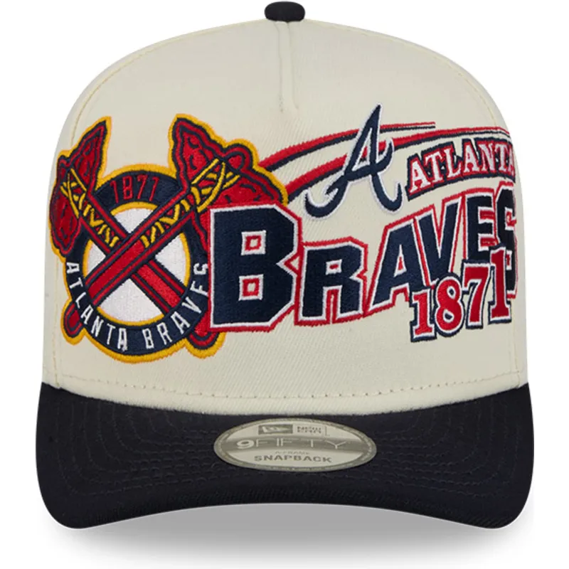 bone-curvo-bege-e-preto-snapback-9fifty-a-frame-classic-da-atlanta-braves-mlb-da-new-era