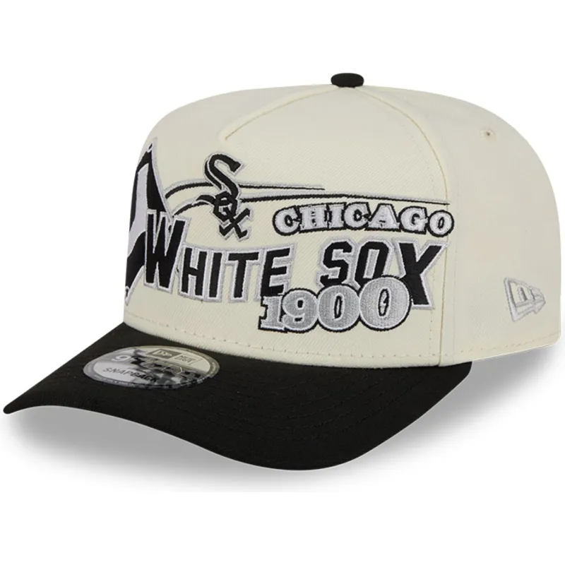 bone-curvo-bege-e-preto-snapback-9fifty-a-frame-classic-da-chicago-white-sox-mlb-da-new-era