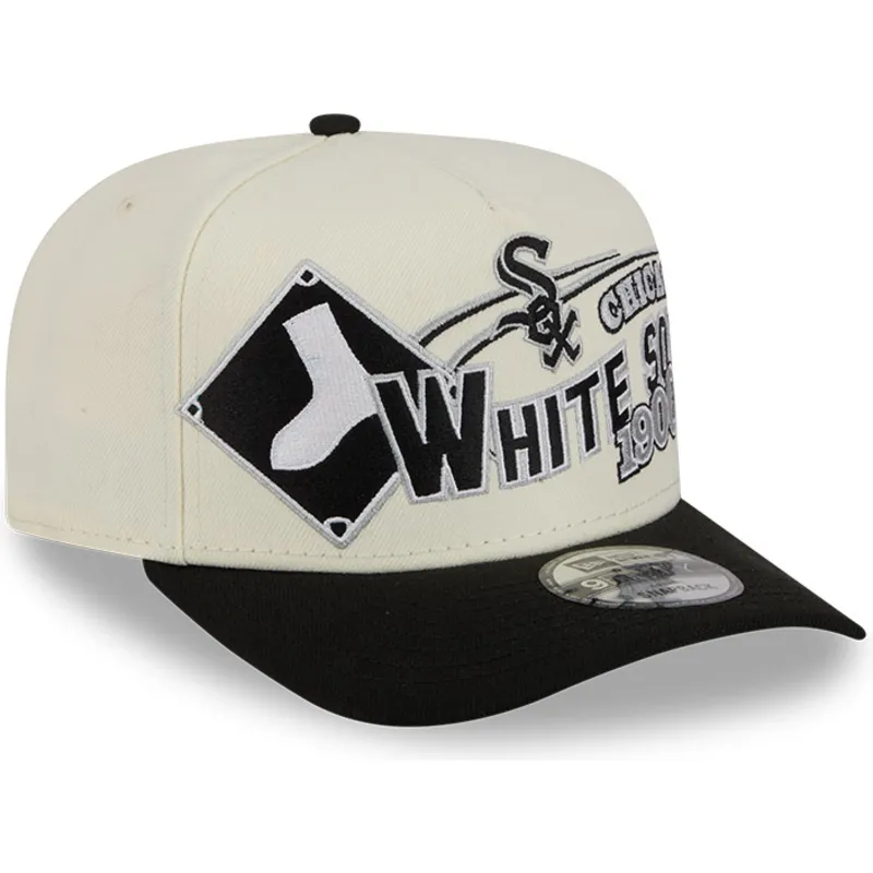 bone-curvo-bege-e-preto-snapback-9fifty-a-frame-classic-da-chicago-white-sox-mlb-da-new-era