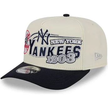 Boné curvo bege e azul marinho snapback 9FIFTY A Frame Classic da New York Yankees MLB da New Era
