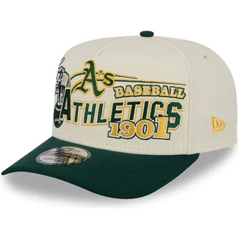 Boné curvo bege e verde snapback 9FIFTY A Frame Classic da Oakland Athletics MLB da New Era
