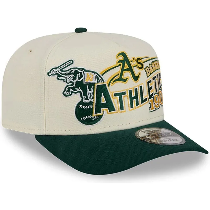 bone-curvo-bege-e-verde-snapback-9fifty-a-frame-classic-da-oakland-athletics-mlb-da-new-era