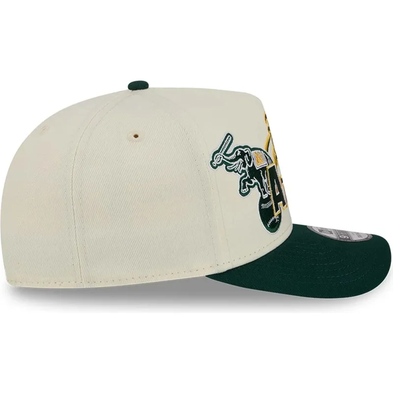 bone-curvo-bege-e-verde-snapback-9fifty-a-frame-classic-da-oakland-athletics-mlb-da-new-era