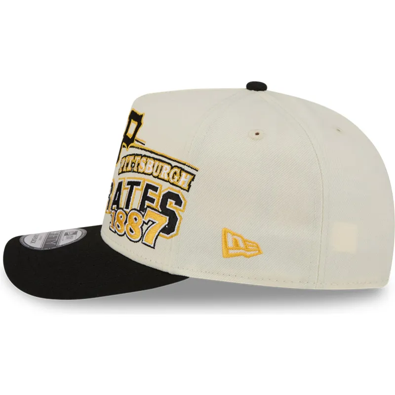 bone-curvo-bege-e-preto-snapback-9fifty-a-frame-classic-da-pittsburgh-pirates-mlb-da-new-era