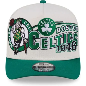 Boné curvo bege e verde snapback 9FIFTY A Frame Classic da Boston Celtics NBA da New Era