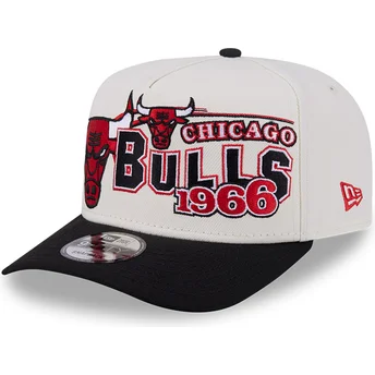 Boné curvo bege e preto snapback 9FIFTY A Frame Classic da Chicago Bulls NBA da New Era