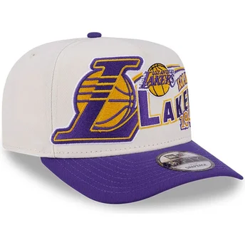 Boné curvo bege e violeta snapback 9FIFTY A Frame Classic da Los Angeles Lakers NBA da New Era