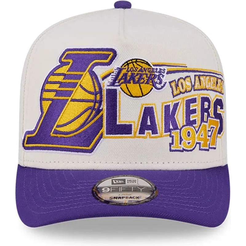 bone-curvo-bege-e-violeta-snapback-9fifty-a-frame-classic-da-los-angeles-lakers-nba-da-new-era