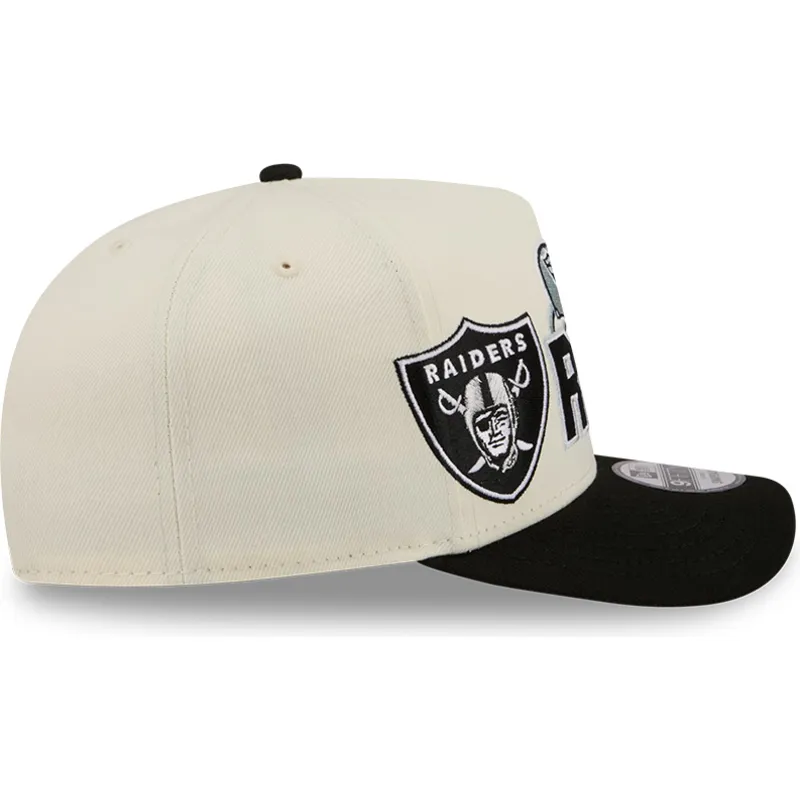 bone-curvo-bege-e-preto-snapback-9fifty-a-frame-classic-da-las-vegas-raiders-nfl-da-new-era
