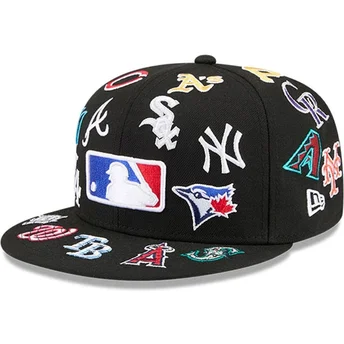 Boné plano preto justo 59FIFTY All Over da MLB da New Era
