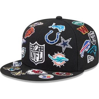 Boné plano preto justo 59FIFTY All Over da NFL da New Era