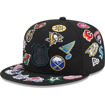 Boné plano preto justo 59FIFTY All Over da NHL da New Era