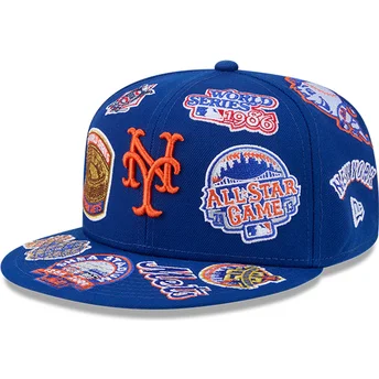 Boné plano azul justo 59FIFTY All Over da New York Mets MLB da New Era